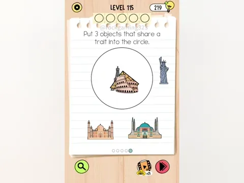 Brain Test 5 Level 115 - Put N objects that share a trait into the circle. (Image 6)