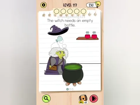 Brain Test 5 Level 117 - The witch needs an empty bottle. (Image 2)