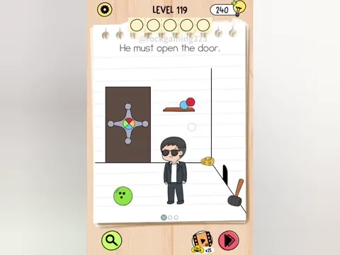 Brain Test 5 Level 119 - He must open the door. (Image 1)