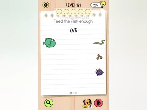 Brain Test 5 Level 121 - Feed the fish enough (Image 1)