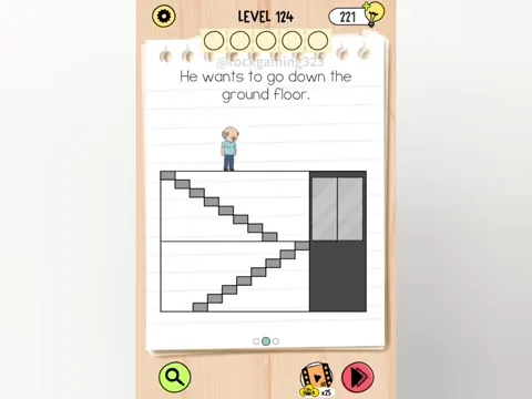 Brain Test 5 Level 124 - He wants to go down the ground floor. (Image 2)