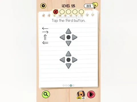 Brain Test 5 Level 125 - Tap the third button. (Image 1)