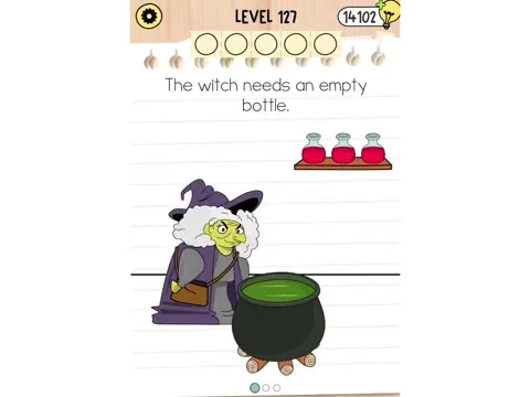 Brain Test 5 Level 127 - The witch needs an empty bottle. (Image 1)