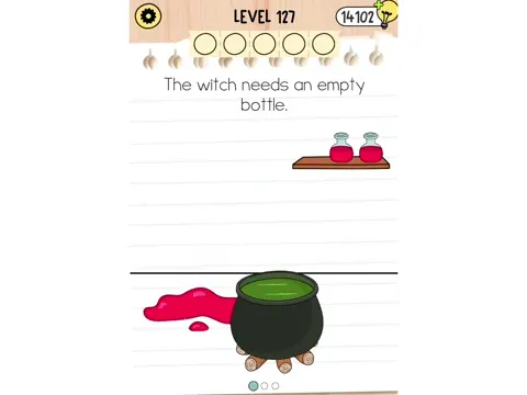 Brain Test 5 Level 127 - The witch needs an empty bottle. (Image 2)