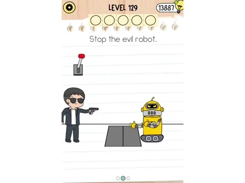 Brain Test 5 Level 129 - Stop the evil robot. (Image 2)