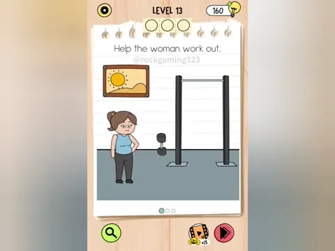 Brain Test 5 Level 13 - Help the woman work out. (Image 1)