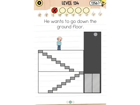 Brain Test 5 Level 134 - He wants to go down the ground floor. (Image 1)