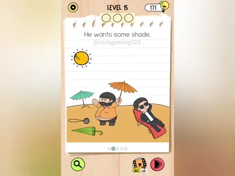 Brain Test 5 Level 15 - He wants some shade. (Image 1)
