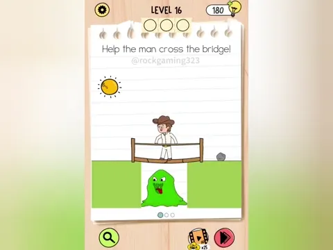 Brain Test 5 Level 16 - Help the man cross the bridge! (Image 1)