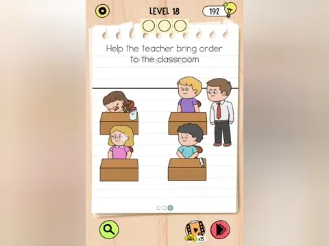 Brain Test 5 Level 18 - Help the teacher bring order to the classroom. (Image 5)