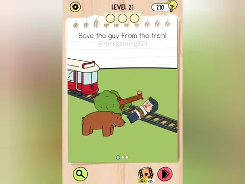Brain Test 5 Level 21 - Save the guy from the train! (Image 2)