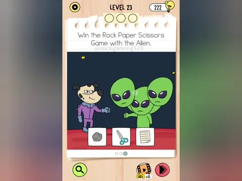 Brain Test 5 Level 23 - Win the Rock Paper Scissors Game with the Alien. (Image 2)