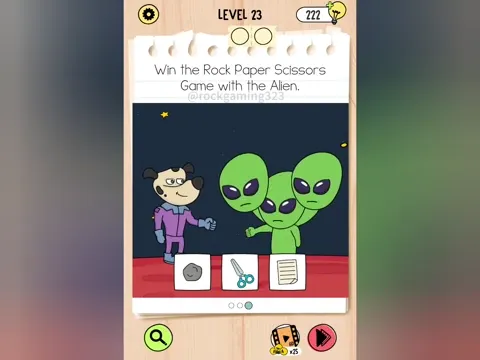 Brain Test 5 Level 23 - Win the Rock Paper Scissors Game with the Alien. (Image 4)