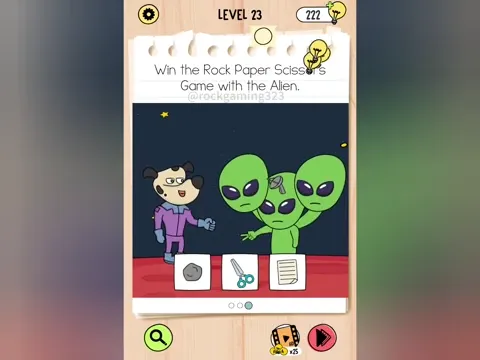 Brain Test 5 Level 23 - Win the Rock Paper Scissors Game with the Alien. (Image 6)
