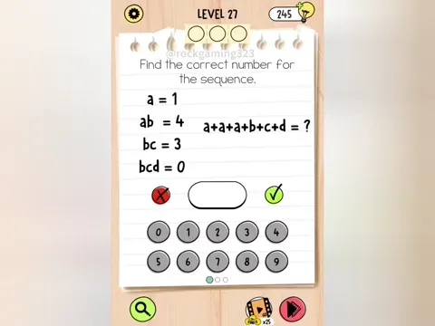 Brain Test 5 Level 27 - Find the correct number for the sequence. (Image 1)