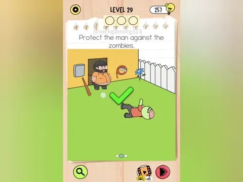 Brain Test 5 Level 29 - Protect the man against the zombies. (Image 3)