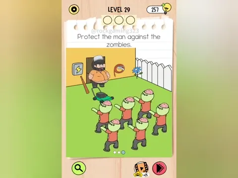 Brain Test 5 Level 29 - Protect the man against the zombies. (Image 4)
