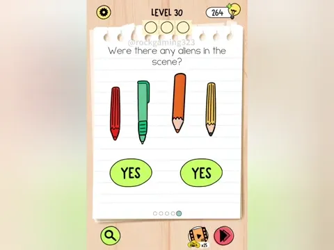 Brain Test 5 Level 30 - Were there any pens in the scene? (Image 1)