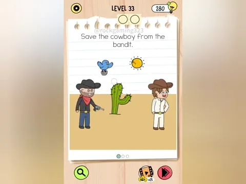 Brain Test 5 Level 33 - Save the cowboy from the bandit! (Image 2)