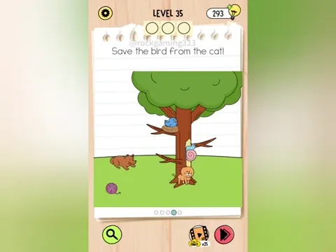 Brain Test 5 Level 35 - Save the bird from the cat! (Image 1)