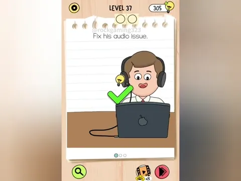 Brain Test 5 Level 37 - Fix his audio issue. (Image 3)