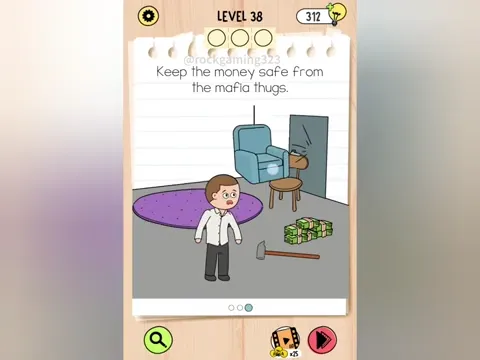 Brain Test 5 Level 38 - Keep the money safe from the mafia thugs. (Image 2)