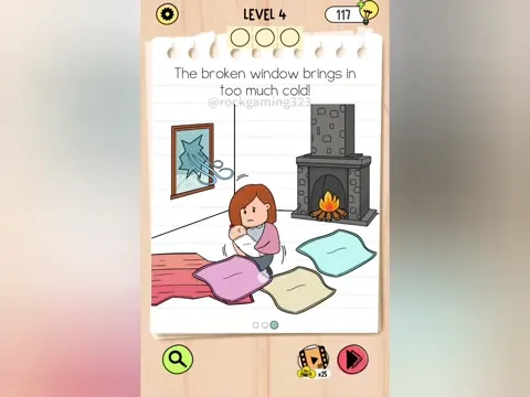 Brain Test 5 Level 4 - The broken window brings in too much cold! (Image 1)