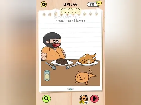 Brain Test 5 Level 44 - Feed the chicken. (Image 1)