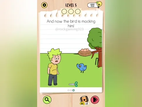 Brain Test 5 Level 5 - And now the bird is mocking him! (Image 1)