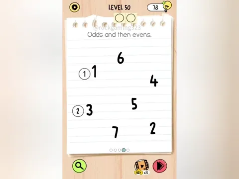 Brain Test 5 Level 50 - Odds and then evens. (Image 1)
