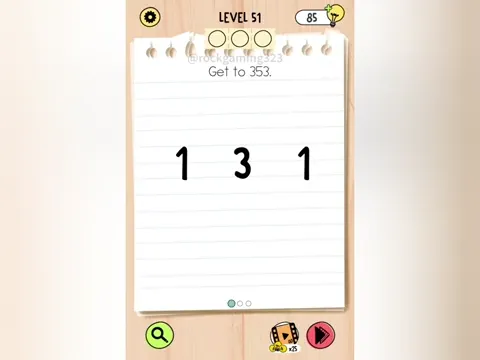 Brain Test 5 Level 51 - Get to 353 (Image 1)