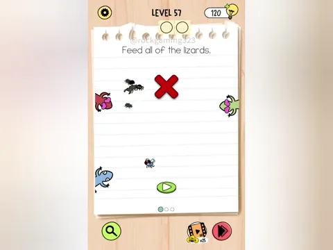 Brain Test 5 Level 57 - Feed all of the lizards. (Image 2)