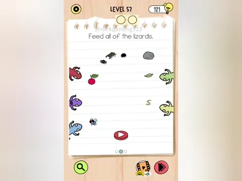 Brain Test 5 Level 57 - Feed all of the lizards. (Image 4)