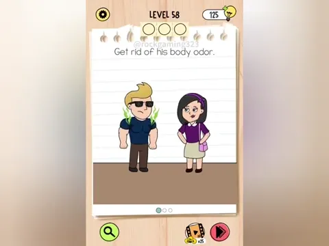 Brain Test 5 Level 58 - Get rid of his body odor. (Image 1)