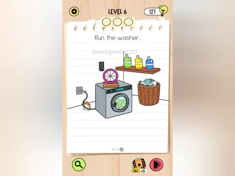 Brain Test 5 Level 6 - Run the washer. (Image 2)