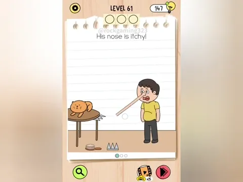 Brain Test 5 Level 61 - His nose is itchy! (Image 1)