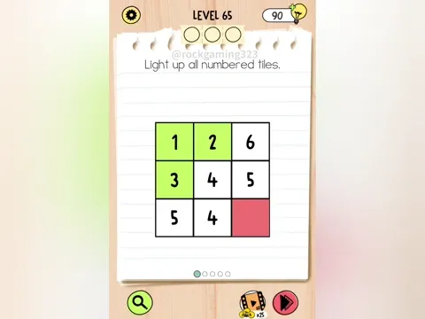 Brain Test 5 Level 65 - Light up all numbered tiles. (Image 1)