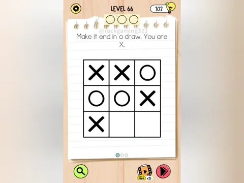Brain Test 5 Level 66 - Make it end in a draw. You are X (Image 1)
