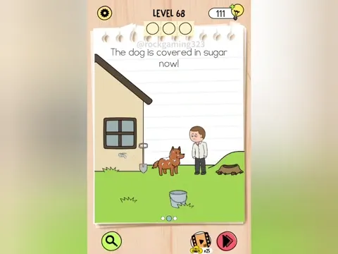 Brain Test 5 Level 68 - The dog is covered in sugar now! (Image 1)