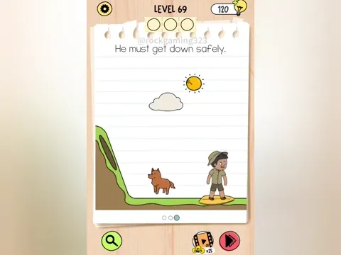 Brain Test 5 Level 69 - He must get down safely. (Image 2)