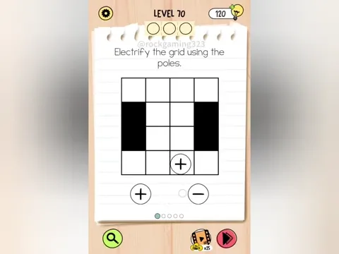 Brain Test 5 Level 70 - Electrify the grid using the poles. (Image 1)