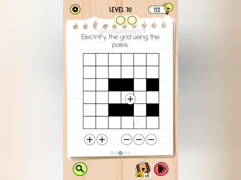 Brain Test 5 Level 70 - Electrify the grid using the poles. (Image 4)