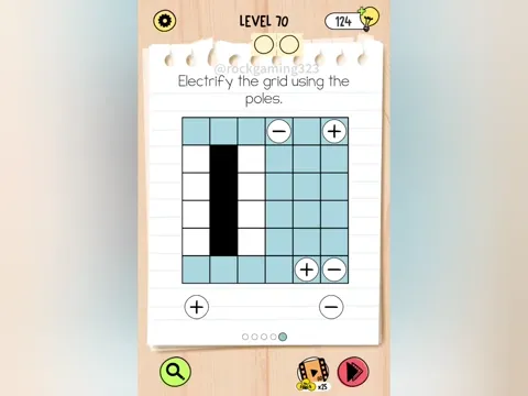 Brain Test 5 Level 70 - Electrify the grid using the poles. (Image 6)