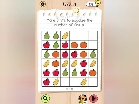 Brain Test 5 Level 71 - Equalize the number of fruits. (Image 5)