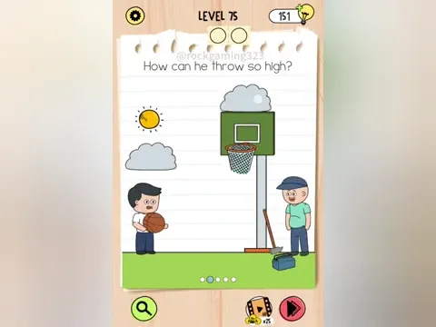 Brain Test 5 Level 75 - How can he throw so high? (Image 1)