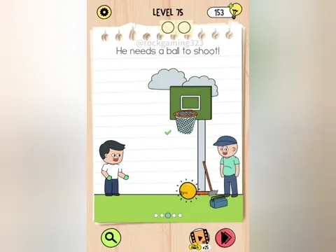 Brain Test 5 Level 75 - He needs a ball to shoot! (Image 1)