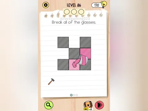 Brain Test 5 Level 86 - Break all of the glasses. (Image 1)