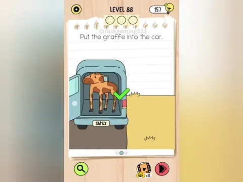 Brain Test 5 Level 88 - Put the giraffe into the car. (Image 2)