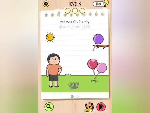 Brain Test 5 Level 9 - He wants to fly. (Image 1)
