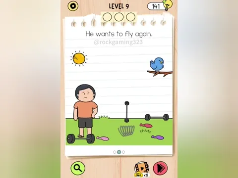 Brain Test 5 Level 9 - He wants to fly again. (Image 1)